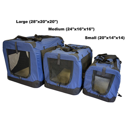 24in Seatbelt Attachments Foldable Pet Carrier 16in Fold Up Dog Kennel