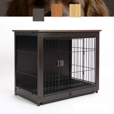 60cm Lockable Double Door Dog Crate 20kg Dog Cage Wooden Top