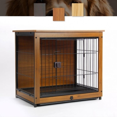60cm Lockable Double Door Dog Crate 20kg Dog Cage Wooden Top