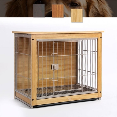 60cm Lockable Double Door Dog Crate 20kg Dog Cage Wooden Top