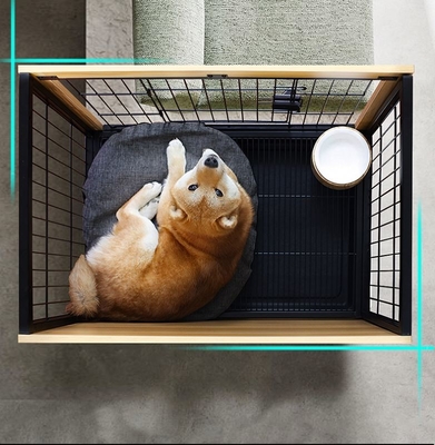 60cm Lockable Double Door Dog Crate 20kg Dog Cage Wooden Top