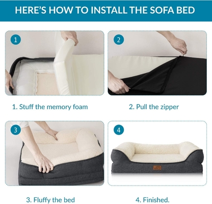 SGS Memory Foam Dog Bed With Removable Washable Cover Polyester
