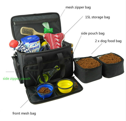 Waterproof 30cm Travel Dog Food Bag Cationic Polyester