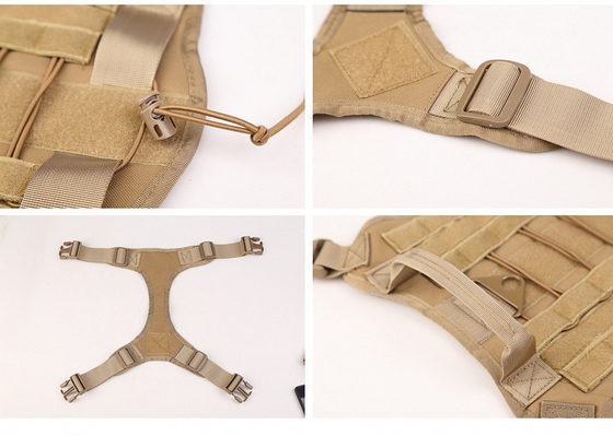 K9 Khaki No Pull Tactical Dog Harness 1000D Nylon Vest