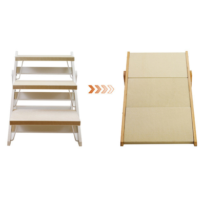 52cm Foldable Dog Car Steps Ramp 7kg Wooden Dog Steps For Bed
