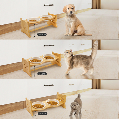 BPA Free 0.85kg Pet Food Feeders 24cm Adjustable Height Dog Food Bowls
