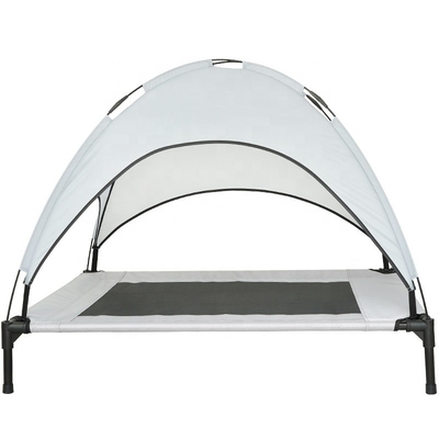 White 7in Folding Camping Dog Bed BSCI Outdoor Raised Dog Bed With Canopy