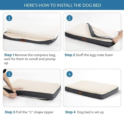 OEM Memory Foam Dog Bed Antimicrobial Non Slip 300D Cooling