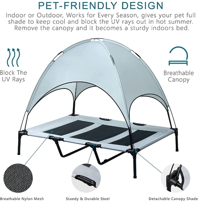 Indoor and Outdoor Beach Durable Oxford Fabric Elevated Dog Cot with Canopy
