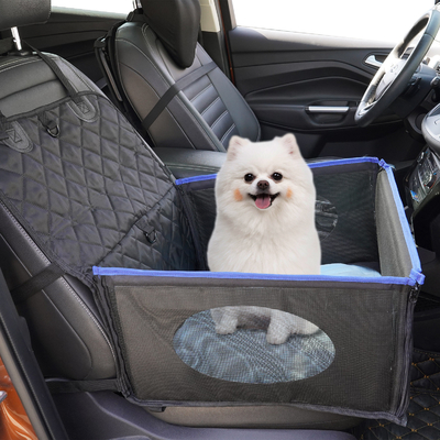 Waterproof Dog Car Booster Seat Pet Front Protector Seat with Non-slip Bottom Storage Pocket and removable and washable