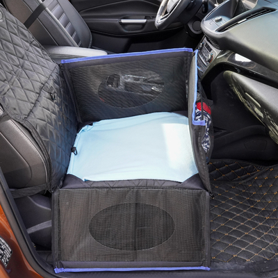 Waterproof Dog Car Booster Seat Pet Front Protector Seat with Non-slip Bottom Storage Pocket and removable and washable